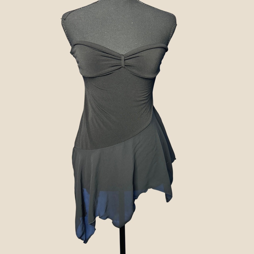 Vtg Womens Black Y2K Strapless Whimsigoth Top Sz S Witchy Goth Fairy Grunge Vamp